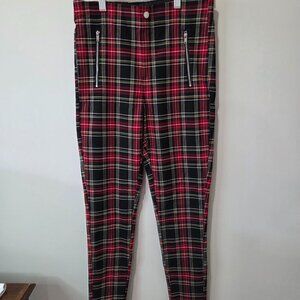 Zara Plaid Hi-Rise Legging NWT Size M Zippered front pockets